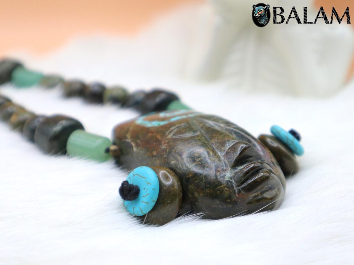 Mayan Ceremonial, Ceremonial Necklace, Pakal King, Mayan Jade bead Necklace, Jade, green aventurine, turquoise necklace. Read Description - Image 5
