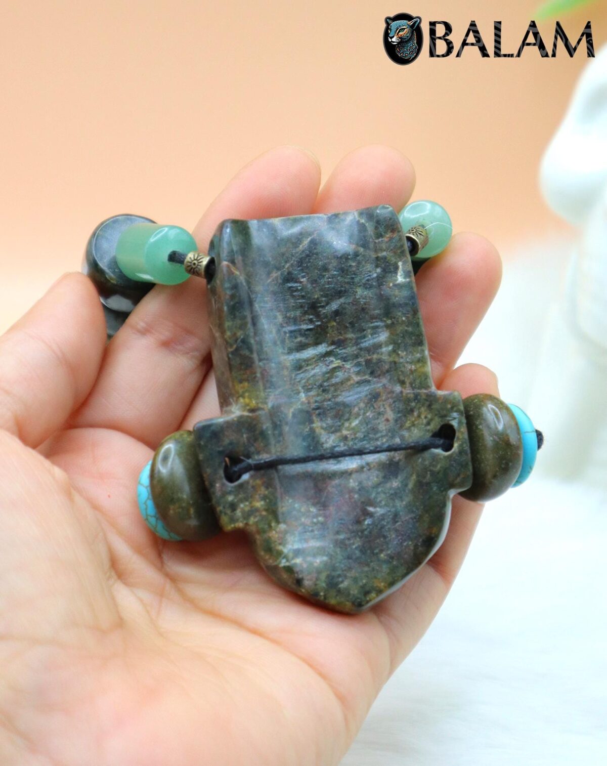 Mayan Ceremonial, Ceremonial Necklace, Pakal King, Mayan Jade bead Necklace, Jade, green aventurine, turquoise necklace. Read Description - Image 6