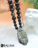Obsidian Mask necklace, Obsidian Beads, Ceremonial Necklace, Obsidian.