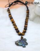 Quetzalcoatl necklace, Ceremonial Necklace, Aztec deity, Kukulcan Mayan deity, Labradorite carved, tigers' eye beads. Read DESCRIPTION