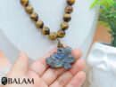 Quetzalcoatl necklace, Ceremonial Necklace, Aztec deity, Kukulcan Mayan deity, Labradorite carved, tigers' eye beads. Read DESCRIPTION