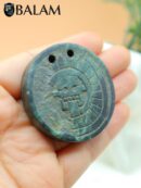 Disc of Mictlantecuhtli, Mictlantecuhtli pendant, green jade pendant, Ceremonial Necklace, Jade Necklace. Aztec god. Read Description