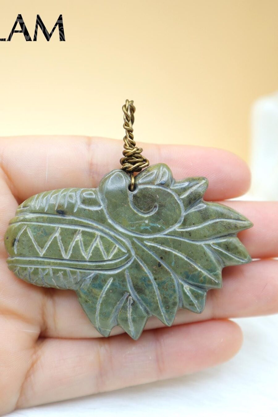 Quetzalcoatl pendant, Quetzalcoatl Mayan jade, Mayan serpentine jade, Mayan Jade. Serpentine jade quetzalcoatl. Read Description