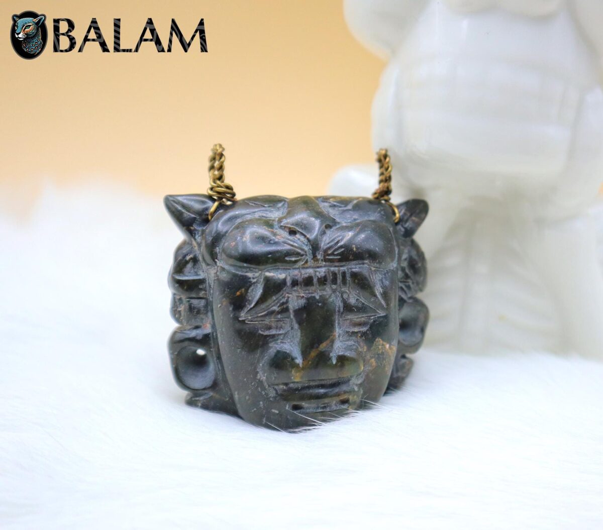 Jaguar warrior, Jade pendant, Carved artwork, Guerrero jaguar. Serpentine mask. Read Description - Image 4