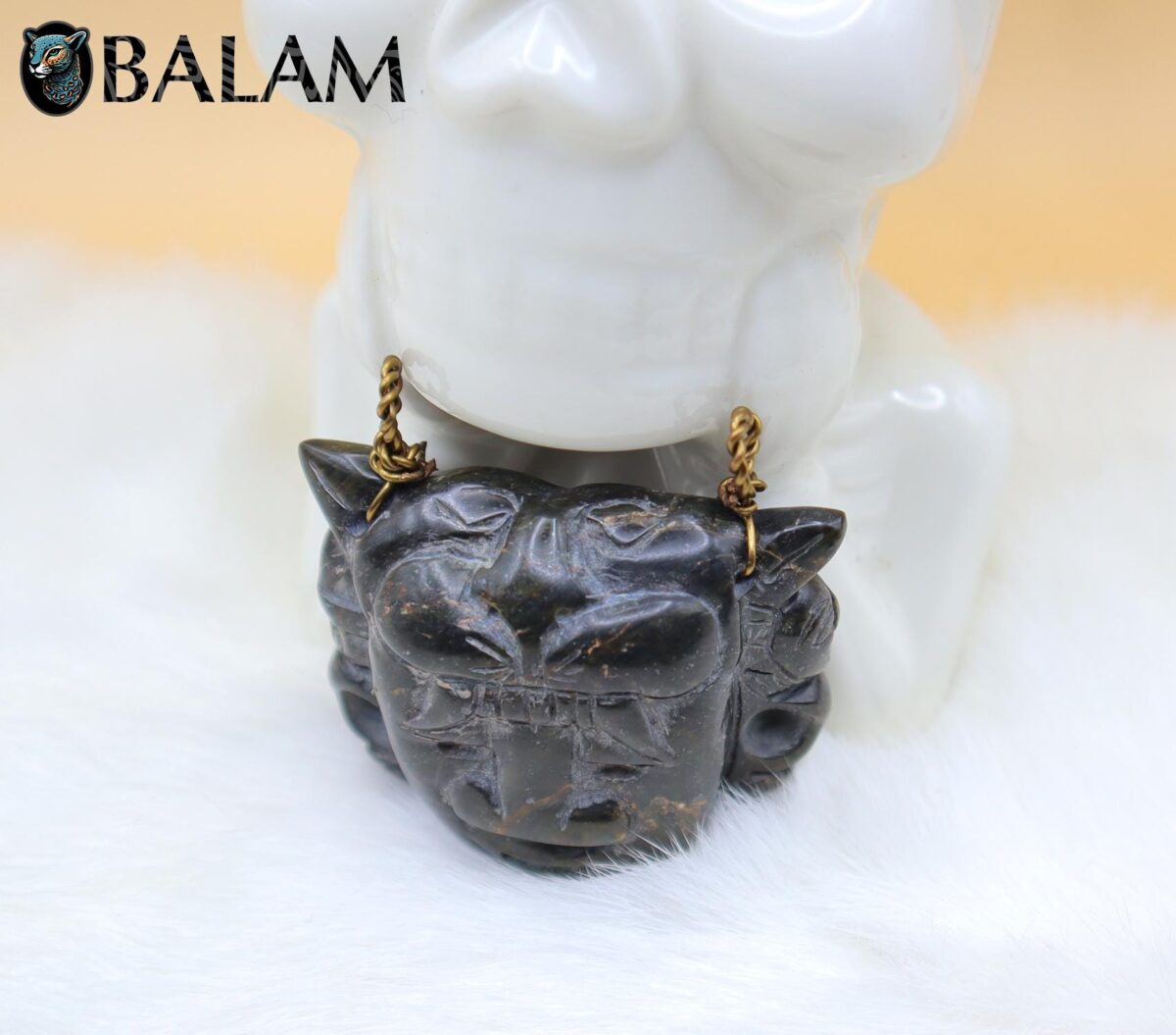 Jaguar warrior, Jade pendant, Carved artwork, Guerrero jaguar. Serpentine mask. Read Description - Image 6