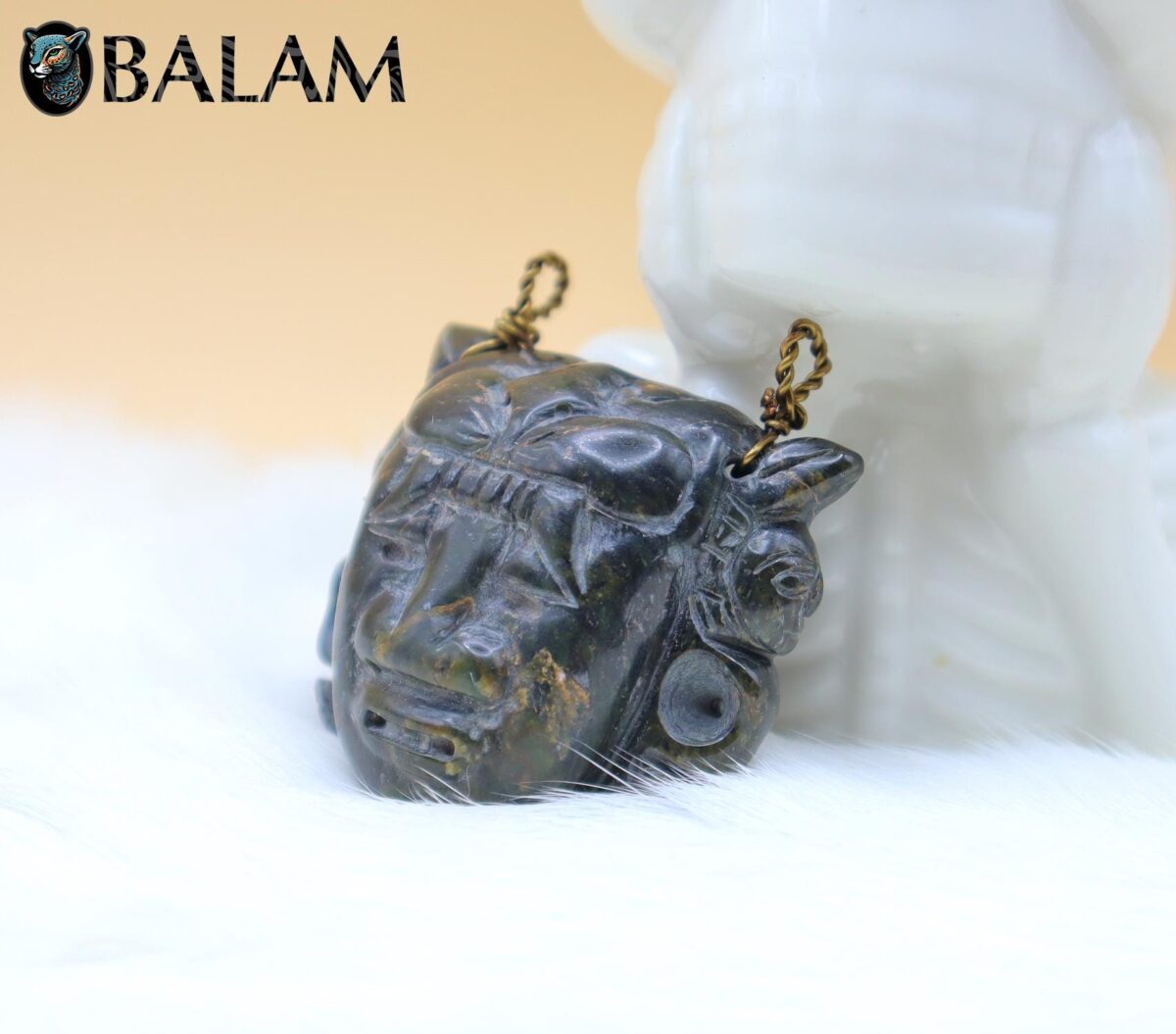 Jaguar warrior, Jade pendant, Carved artwork, Guerrero jaguar. Serpentine mask. Read Description - Image 5