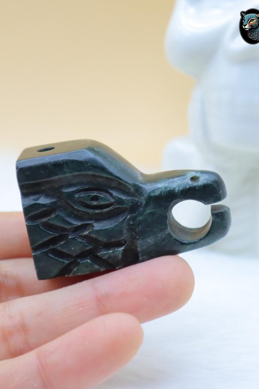 Aguila pendant, Eagle head, green jade pendant, Ceremonial Necklace, Jade Necklace. Aztec god. Read Description