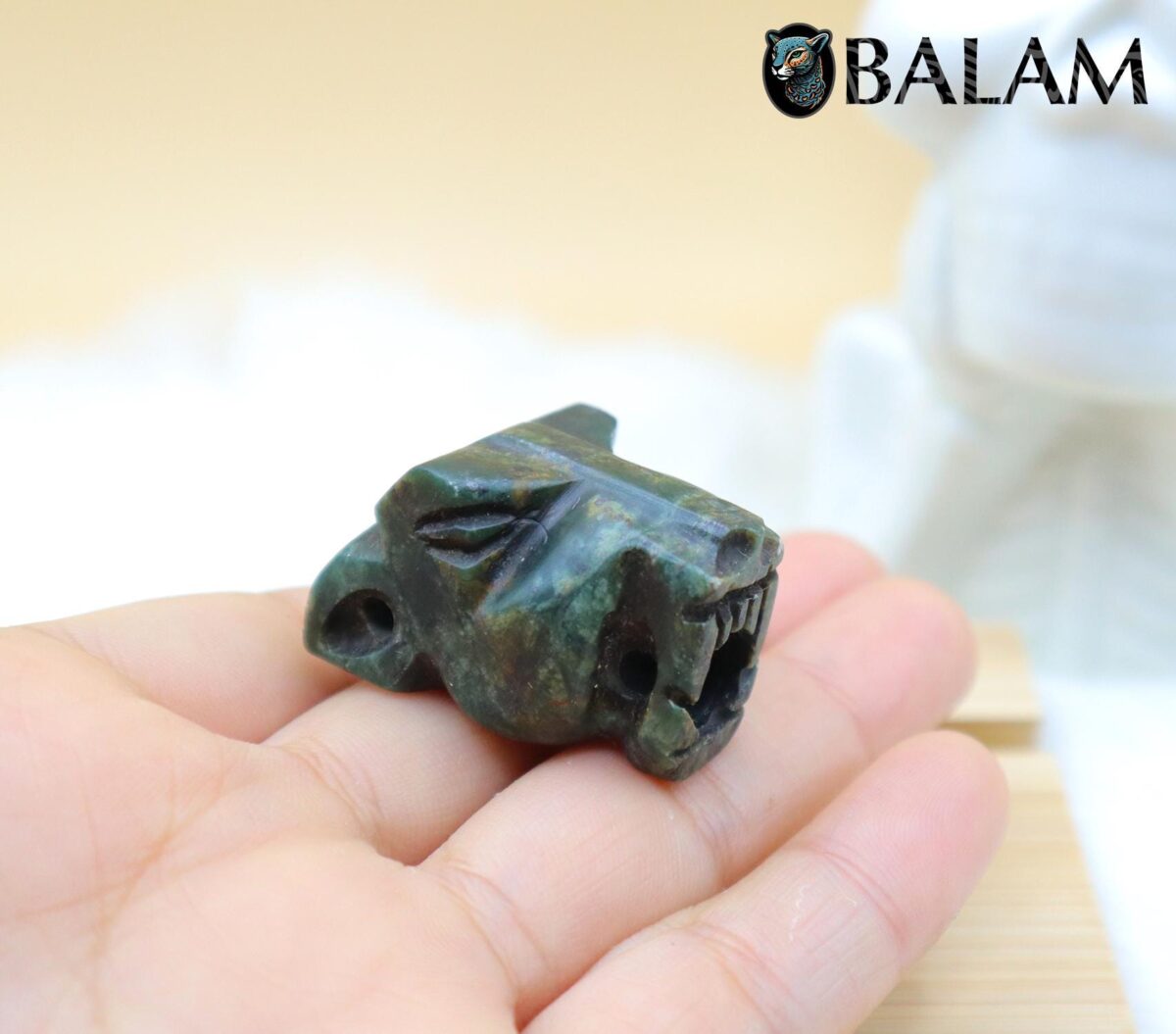 Jaguar pendant, Jaguar head, green jade pendant, Ceremonial Necklace, Jade Necklace. Aztec Mayan. Read Description - Image 2