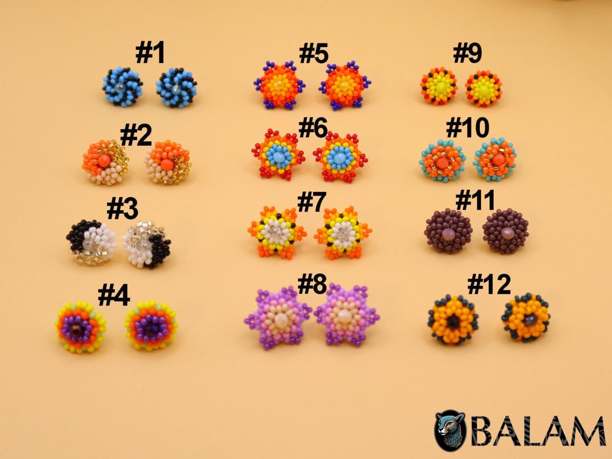 Stud Earrings, Mexican bead stud earrings, Mexican stud, Bead stud. - Image 5