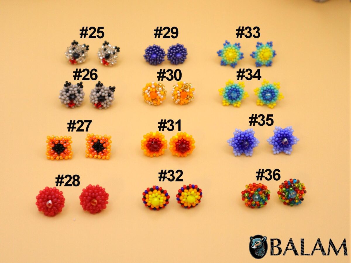 Stud Earrings, Mexican bead stud earrings, Mexican stud, Bead stud. - Image 7