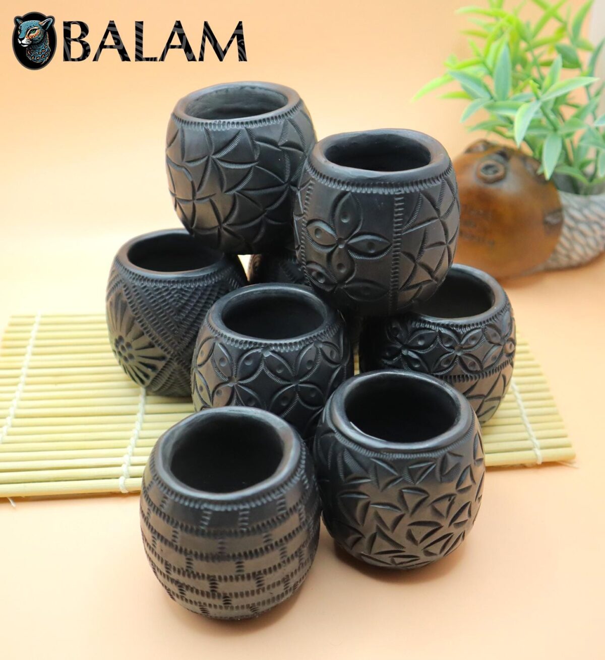 Barro Negro Shot Glasses with different patterns. Mezcal Glass, Tequilero Shot Glass. Rustic handmade shot glass. San Bartolo, Oaxaca. - Image 9