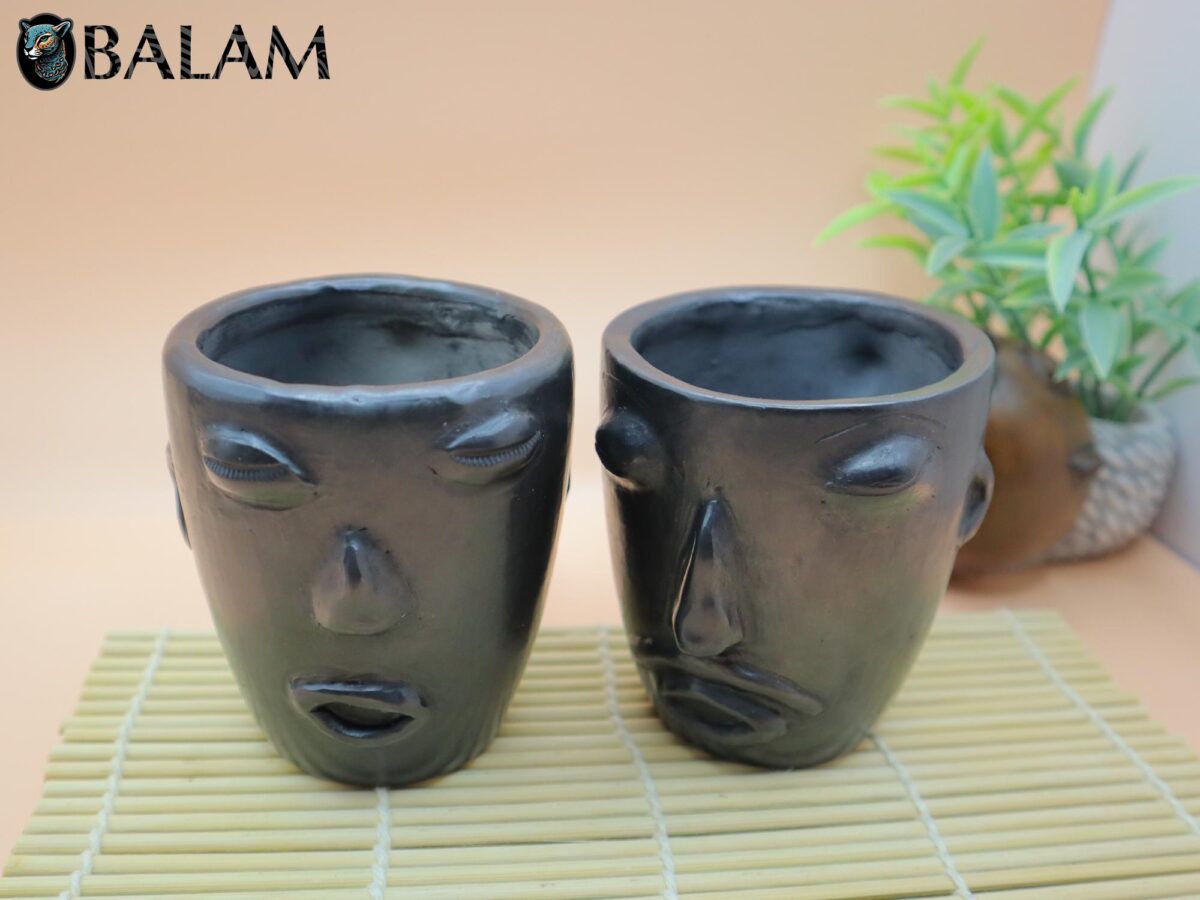 Barro Negro Tea or Coffee mug with face. Coffee Mug, Taza de Barro negro, Barro negro cup. Rustic handmade Mugs. San Bartolo, Oaxaca. - Image 3