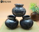 Small Barro Negro Vase. Small flower vase, cutout vase. Rustic handmade small vase. San Bartolo, Oaxaca.