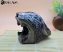 Barro Negro Jaguar Head. Impressive Handmade Jaguar of Black clay. Rustic handmade Jaguar head. San Bartolo, Oaxaca.