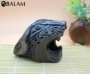 Barro Negro Jaguar Head. Impressive Handmade Jaguar of Black clay. Rustic handmade Jaguar head. San Bartolo, Oaxaca.