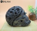 Barro Negro Skull. Black skull decor. Rustic handmade Skull. San Bartolo, Oaxaca.