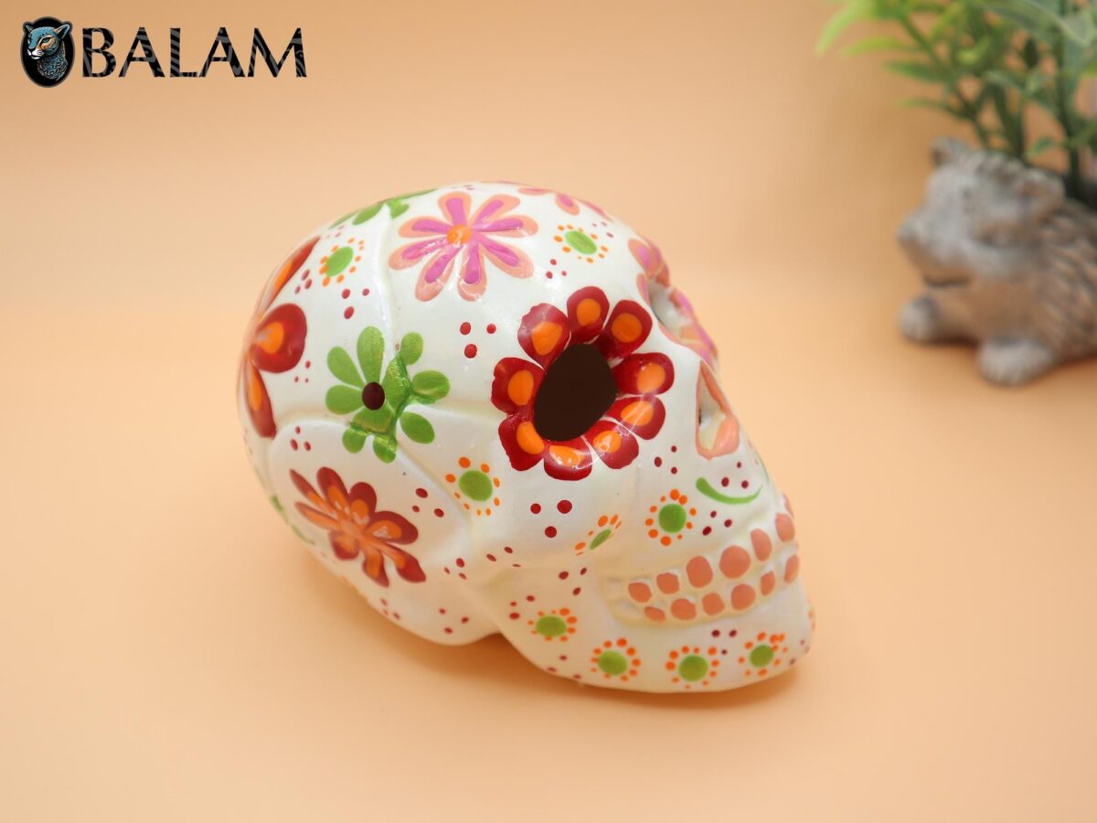 Sugar skull decor, Sugar Skull hand painted, ceramic Sugar skull, Dia de Muertos, Art skull. - Image 3