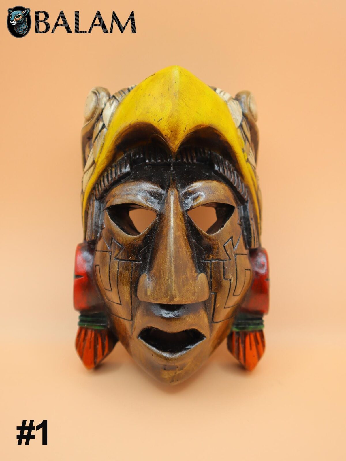 Mayan Aztec Warrior Mask, Wall art, Duality mask, jaguar mask, Warrior mask, Mayan art craft, Art collection, Wall decor. - Image 2