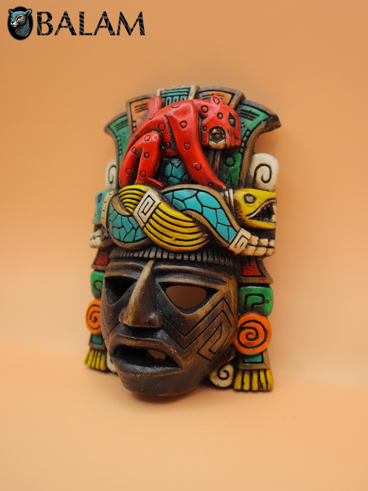 Mayan Aztec Warrior Mask, Wall art, Duality mask, jaguar mask, Warrior mask, Mayan art craft, Art collection, Wall decor. - Image 9