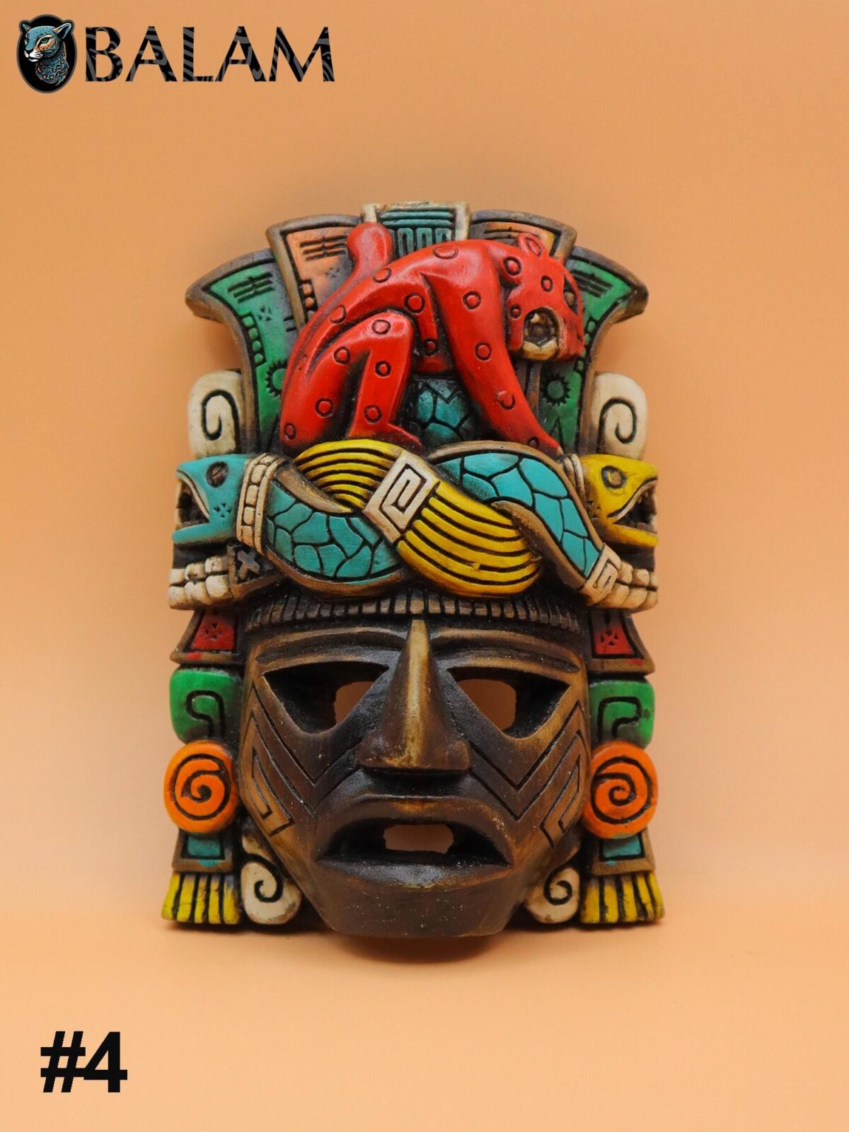 Mayan Aztec Warrior Mask, Wall art, Duality mask, jaguar mask, Warrior mask, Mayan art craft, Art collection, Wall decor. - Image 8