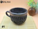 Barro Negro Chocolatera or Coffee mug with patterns, Taza Bola de Barro negro, Rustic handmade Mugs. San Bartolo, Oaxaca.