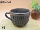 Barro Negro Chocolatera or Coffee mug with patterns, Taza Bola de Barro negro, Rustic handmade Mugs. San Bartolo, Oaxaca.