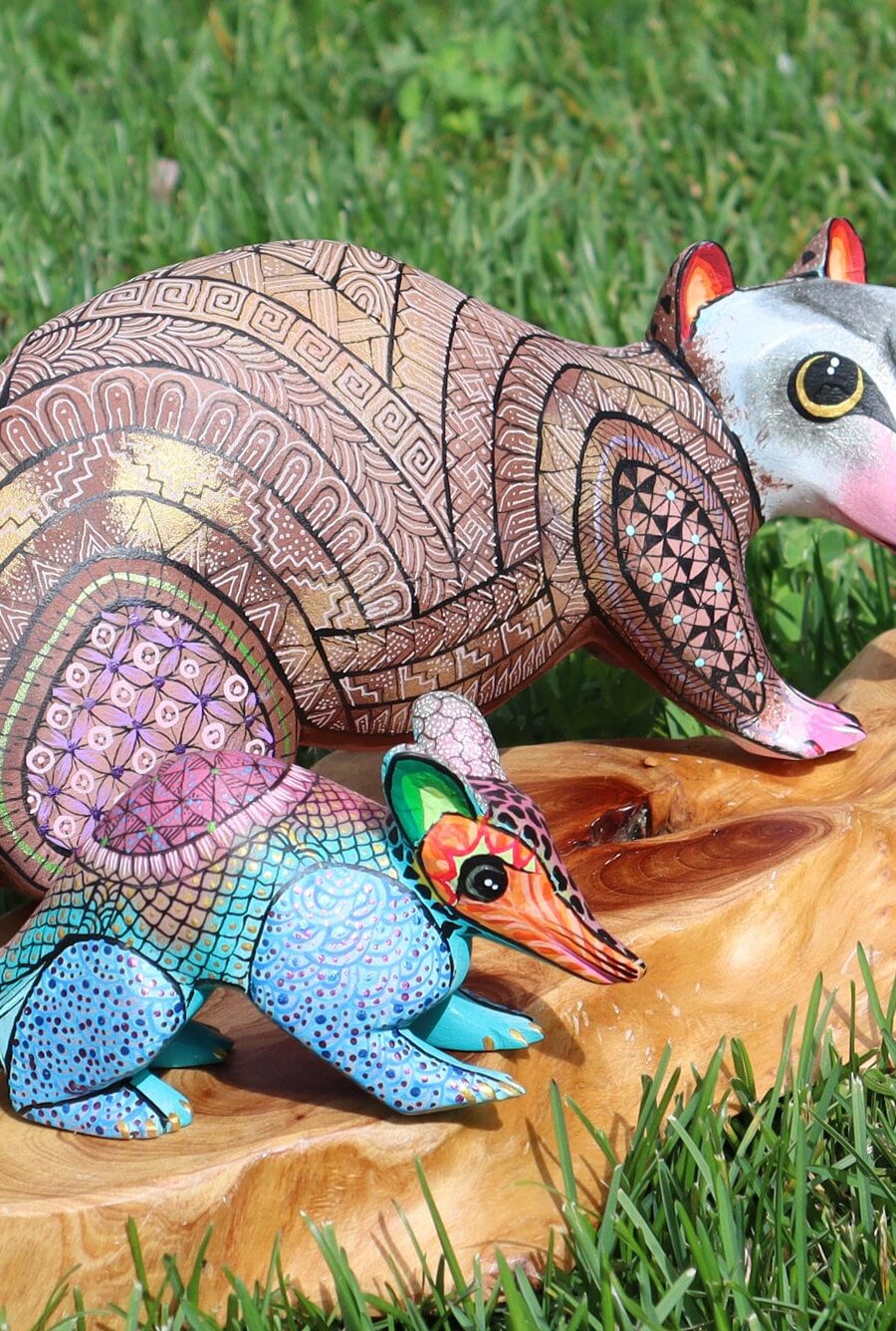 Tlacuache, Family of Opossums,  Familia de Tlacuaches, Opossum, Alebrije from Oaxaca, alebrije, Copal wood sculpture, Wood Art, Alebrije art