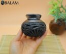 Small Barro Negro Vase. Small flower vase, cutout vase. Rustic handmade small vase. San Bartolo, Oaxaca.